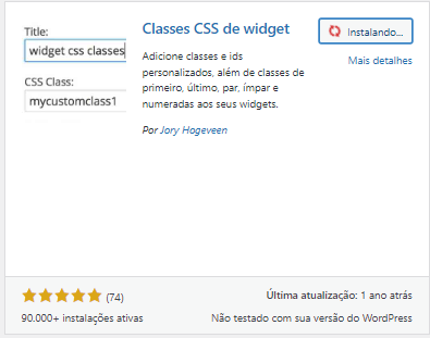  Instale e Ative o Plugin Widget CSS Classes