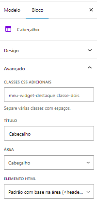 Generated Campo para adicionar a classe CSS personalizada no widget.